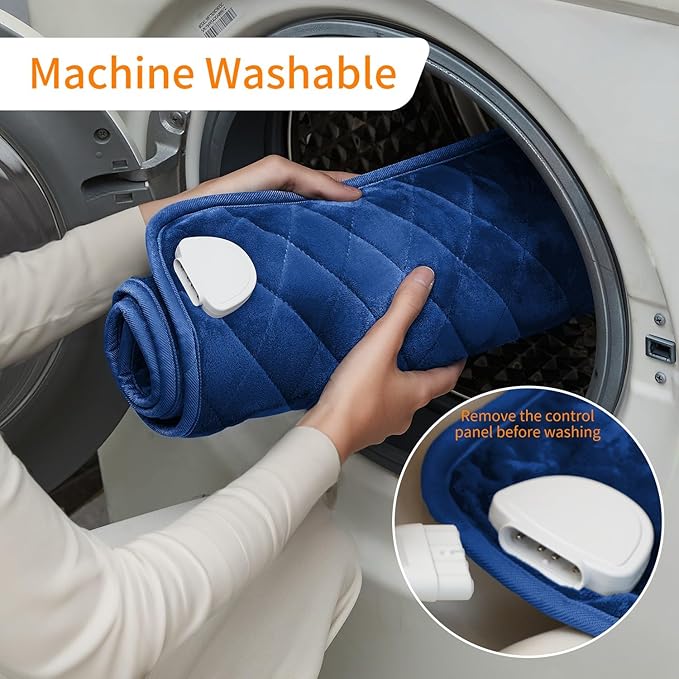 31''x16'' Extra Large Heating Pad for Back&Cramps Relief, XL Electric Heating Pads for Neck Shoulder Pain Relief Heat Pad Upgraded 6 Heat Settings, 4 Timer Options Auto Shut-Off Machine Washable Blue