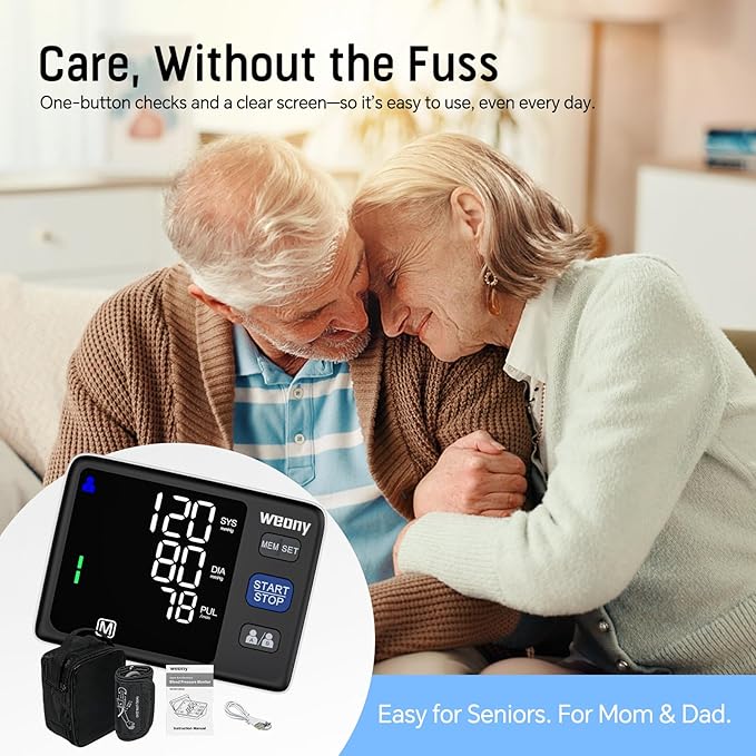 Blood Pressure Monitor for Home Use, Blood Pressure Machine Upper Arm, Adjustable Large Blood Pressure Cuff 9-17'', Automatic Blood Pressure Monitor with 2×199 Sets & Large LED Backlit Screen