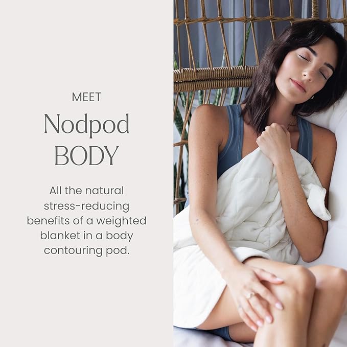 nodpod Body 6.5lb Patented Compact Weighted Blanket I Perfect for Relaxation, Sleeping & Travel l I Glass Bead Filled, Machine Washable (29" x 24") - Bone