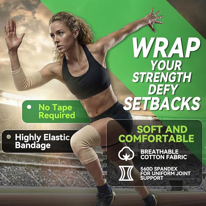 FRESINIDER Size F Elastic Tubular Support Bandage (4" x 11 Yards) – Light to Moderate Compression Roll for Large Knee & Thigh, Breathable Stretch Stockinette