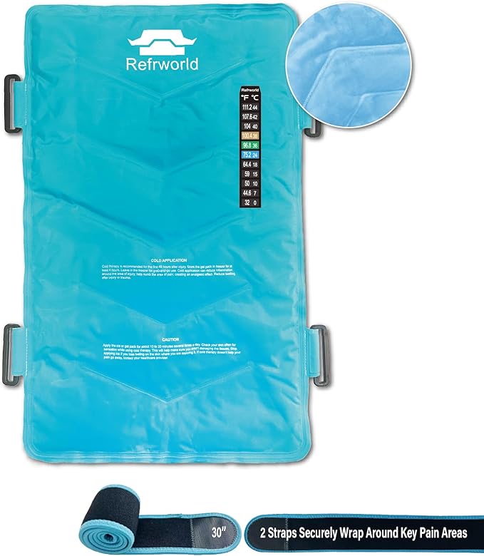 XXL Long-Lasting Cold Ice Pack Wrap for Full Back Pain Relief——Reusable Gel Ice Pack for Shoulder,Hip,Thigh&Calf——21"x13" Robin's Egg Blue