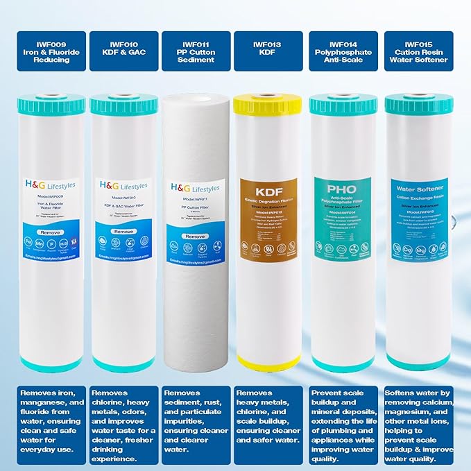 H&G Lifestyles KDF Water Filter Cartridge,Replacement for 20 x 4.5 Whole House Water Filtration System, Remove Chlorine Heavy Metal,Improve Water Taste,Compatible with 20 Inches Filter Housing