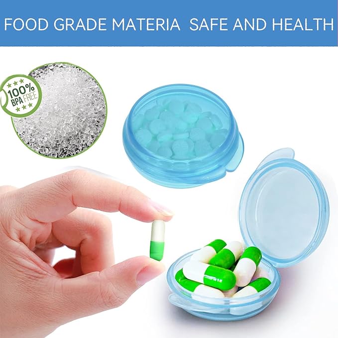 Small Pill Box (6 Pack) Travel Pill Container Small Pill Organizer Portable Daily Mini Medicine Case Holder for Pocket Purse Travel Medicine Cod Liver Oil Storage Box Earplug Case Blue