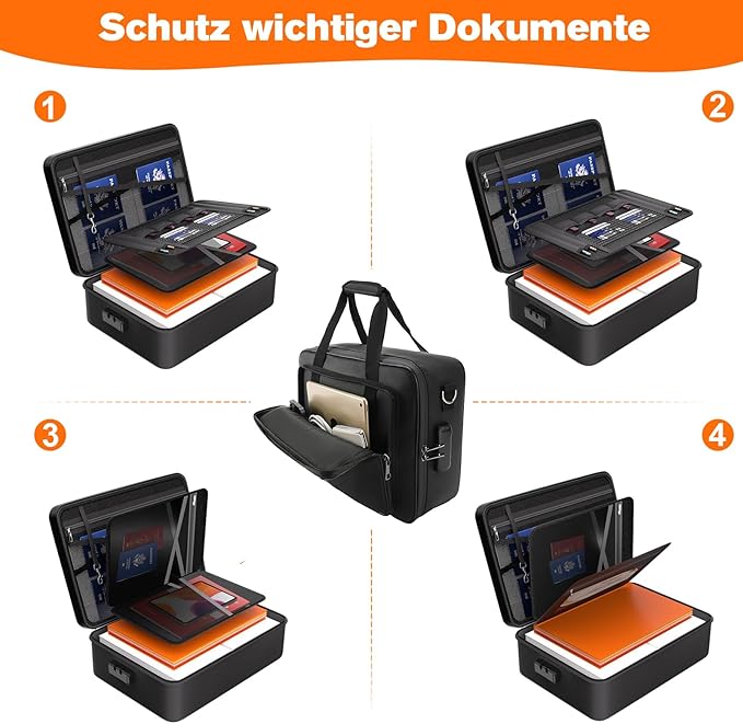 Fireproof Document Box, Fire Proof Safe For Home Documents, Fire Safe Document Box - 5500°F With a Password and Convenient Shoulder Strap, Upgraded Capacity , Suitable for Important Documents(Soft)