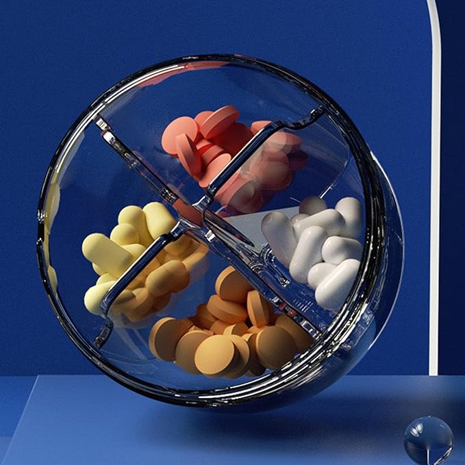 Pill Organizer with 4 Compartments, Portable Pill Dispenser Bottle Vitamin Organizer Features Mix Proof Wide Opening Design for Easy Medication Access (Pink 6.2x7.2cm)