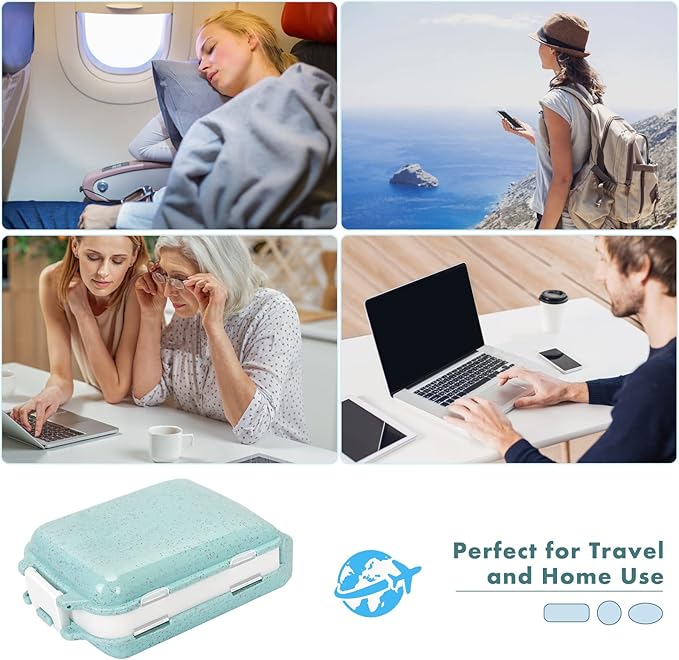 2pcs Portable Pill Case Travel Pill Organizer, Three Folding Design Daily Pill Organizer, Pill Box for Purse Pocket to Hold Vitamins,Cod Liver Oil,Supplements and Medication, Light Blue