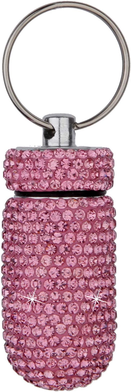 3PCS Bling Crystal Rhinestone Portable Pill Case Pill Container Waterproof Pill Holder with Keychain Glitter Travel Pill Box Small Medicine Dispenser Bottle Storage for Outdoor Camping Travel,8