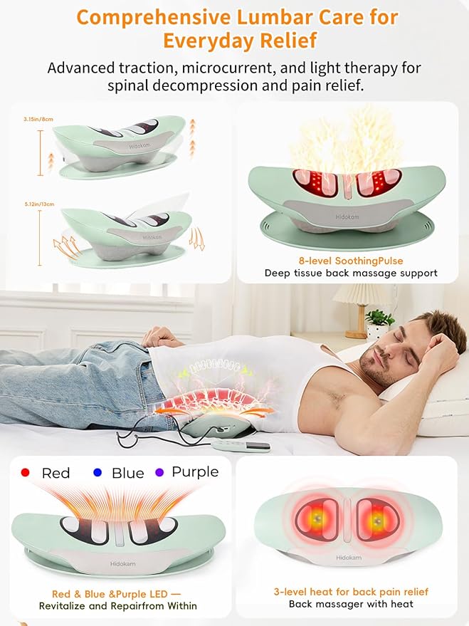 Smart Lower Back Massager with Soothing Warm Therapy & Air Traction Spinal Decompression Device for Sciatica Relief, Lumbar Pressure & Stiffness Ideal Gift for Parents & Loved Ones (Green)