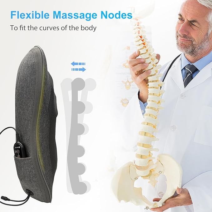 CooCoCo HSA Store Eligible Shiatsu Back Massager with Heat, Portable Massage Chair Pad, Kneading Massage Mat for Pain Relief, Chair Massager for Office Home