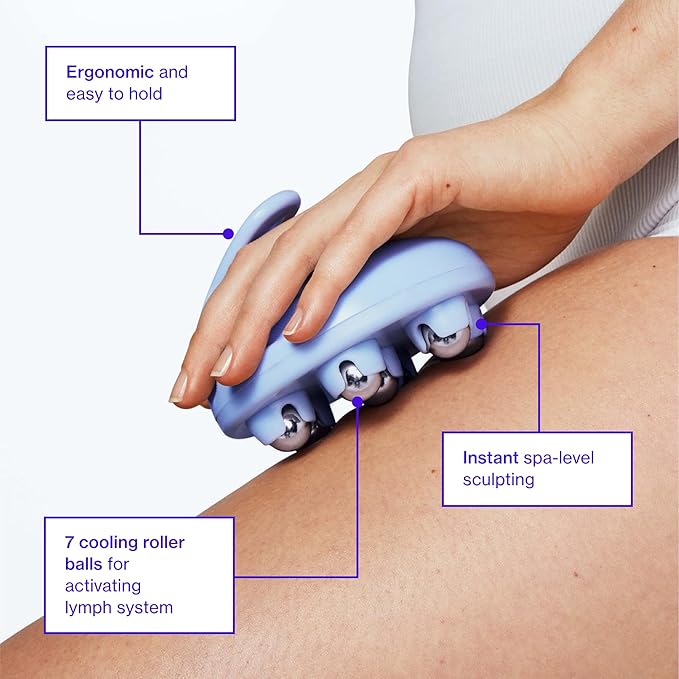 Love Wellness Bye Bye Bloat Lymphatic Massage Roller | Handheld Massager and Body Sculpting Tool | Supports Lymphatic Drainage, Bloating Relief, Skin Hydration & Boost Circulation | 1 Count