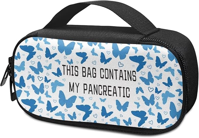 Rnyleeg Blue Butterfly Insulin Bag for Diabetes White Insulin Cooler Travel Case for Women Large Capacity Diabetic Bags for Supplies Glucose Travel Case