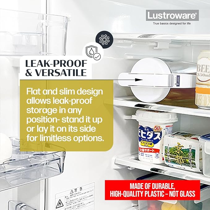 Lustroware QuickServe Airtight Pitcher - 2.1L (70oz), Heat Resistant, BPA-Free SAN Plastic, One Touch Open & Close, Space-Saving, Made in Japan - White