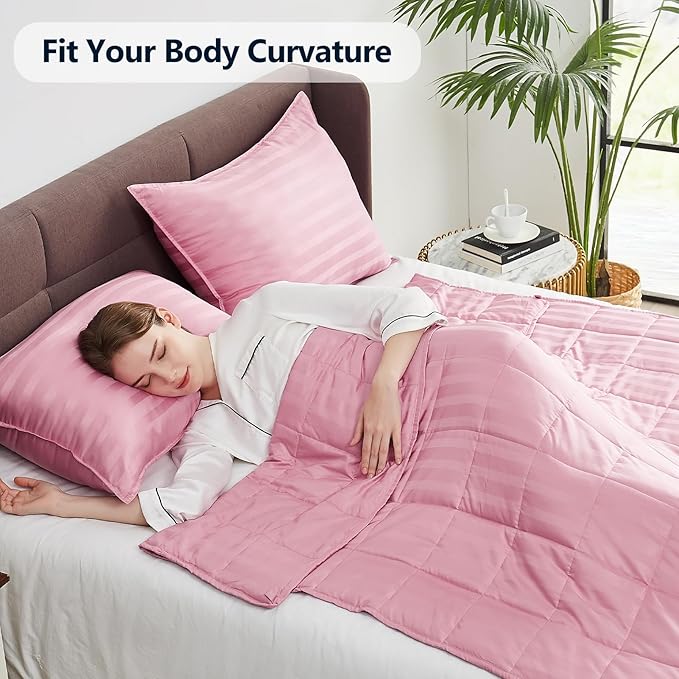 Weighted Blanket Queen/King Size (80"x87" 25lbs),Ultra Soft and Cozy Cooling Weighted Blanket for Adult,Heavy Blanket with Machine Washable Soft Blanket, Pink