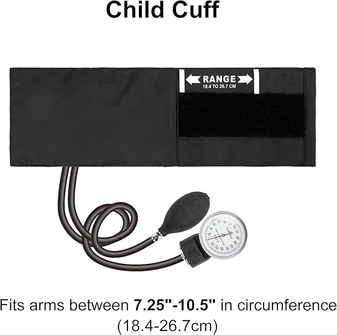 LotFancy Pediatric Blood Pressure Cuff Manual, Child Professional BP Cuff 7.2"-10.5", Children Aneroid Sphygmomanometer Small Cuff with Portable Carring Case and Zero Calibration
