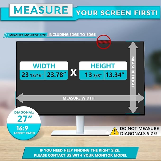 PYS [2024 NEW VERSION] 27 Inch Computer Monitor Privacy Screen,16:9 Aspect Removable Computer Screen Privacy Shield, Matte Finish [9D Full Coverage] [Anti-Blue Light] [Anti-Scratch]