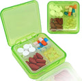 Pill Case for Pocket Travel Pill Organizer Small Pill Box Portable 4 Compartments Removable Medicine Organizer for Vitamin Fish Oil (Grass Green)