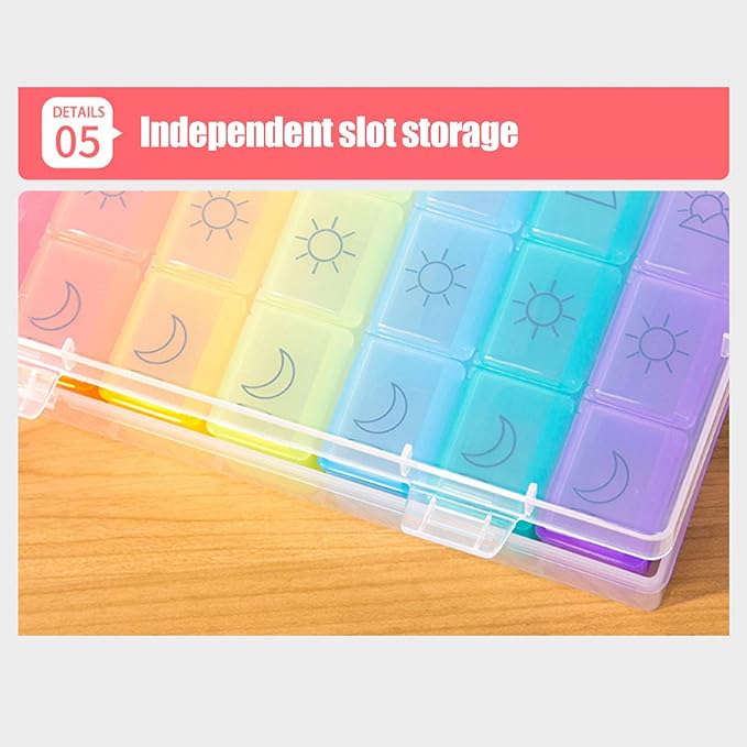 2pcs 21 Slot, Weekly Travel Organizer Portable 3 Times a Day Dispenser Pills Storage Container Case Tablet Box Dispenser Case Planner