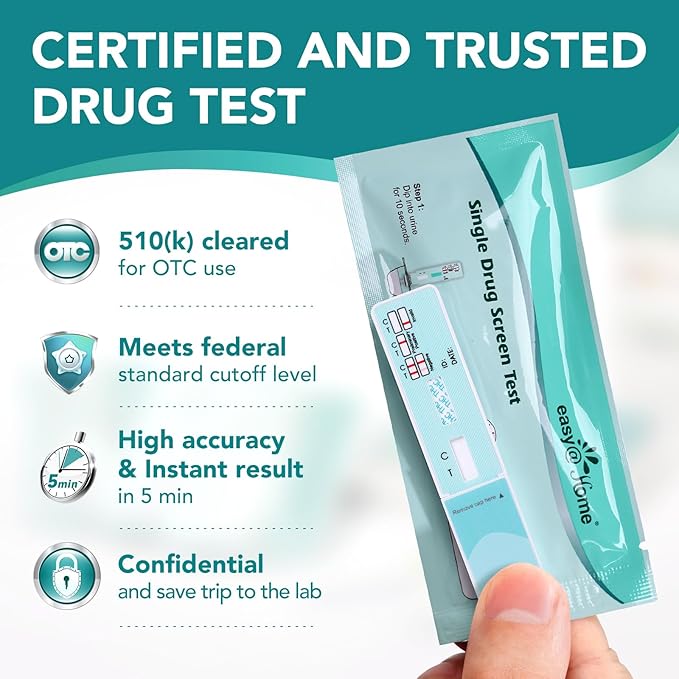 Easy@Home Marijuana Urine Drug Test Kit [50 Pack] - THC Tests for Home Use, Value Bulk Pack Weed Detox Testing Kits with 50 ng/ml Cutoff Level, #EDTH-114