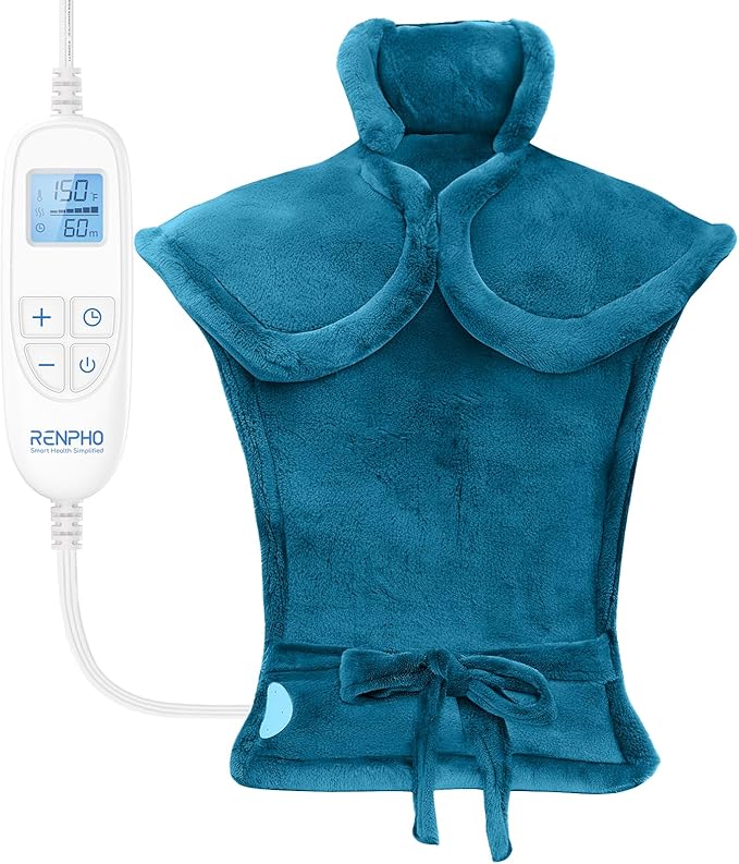 RENPHO Electric Heating Pad for Back, Mothers Day Gifts & Birthday Gifts for Mom Dad Women Men, FSA Eligible & HSA Store, Neck and Shoulder Heat Pad, Fast Heating, 24"x33", ETL Certified, Blue