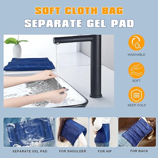 uncn Large Knee Ice Pack Wrap for Instant Knee Pain Relief for injuries reusable 18x10 cold gel bag freeze sleeve wearable with velcro straps long-lasting patch flexible for arms, leg, wrist, elbow