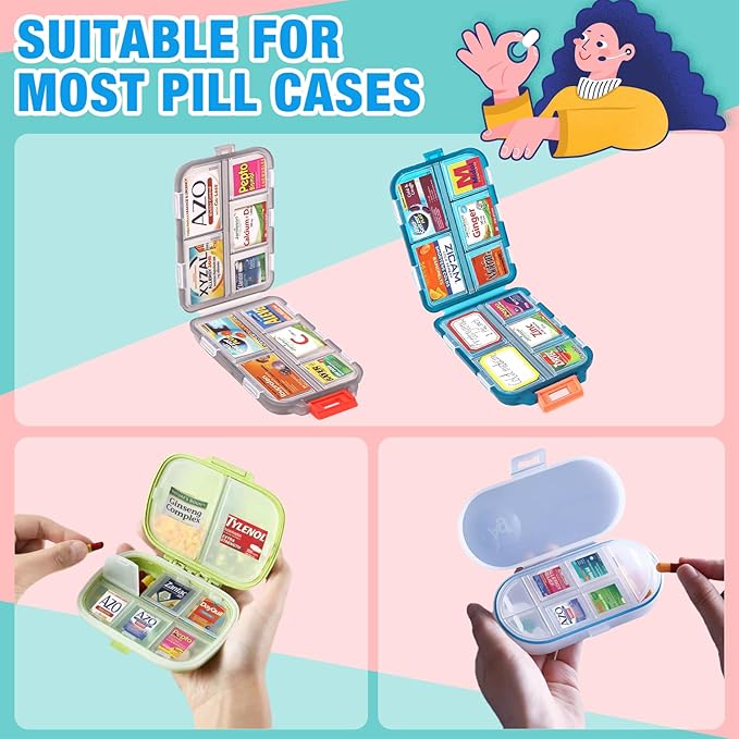 383Pcs Pill Organizer Medicine Labels, Pre-Cut Medicine Stickers Travel Daily Pill Container Labels with 34 Sheets Pill Box Lables Pill Organizer Stickers of Brands+4 Sheets Blank Stickers(351+32PCS)