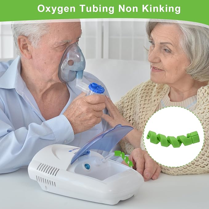10 Pack Oxygen Tube Support Crimp Straightener for Portable Oxygen Concentrator, Oxygen Tubing Support for Oxygen Tank Oxygen Hose Nasal Cannula Oxygen Accessories (Green)