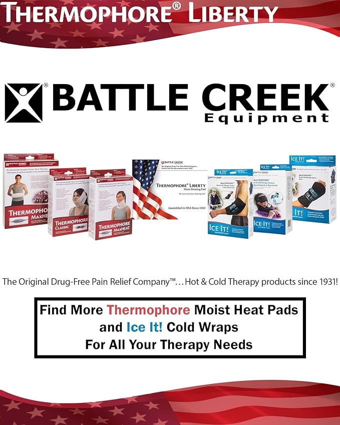 Assembled in The USA - Thermophore Liberty - Moist Heating pad for Arthritis, Back, Neck, Shoulder Pain and Cramps Relief - Electric with auto Shut Off, Large 14" x 27"