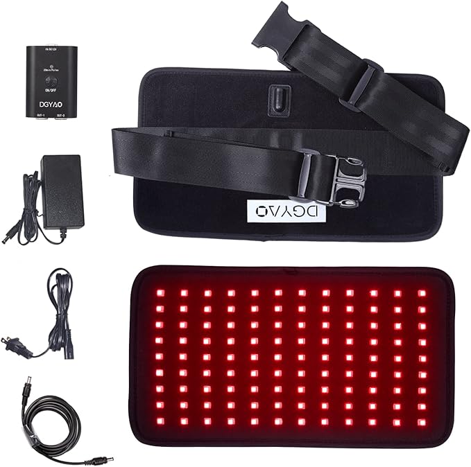 DGXINJUN Red Near Infrared Light Therapy Devices 660nm & 880nm Led Wrap Back Pain Relief for Body with Pulse Mode Flexible Pad Home Use Wearable Belt Deep Penetrating Joints Muscle Benefits (22S-WT)