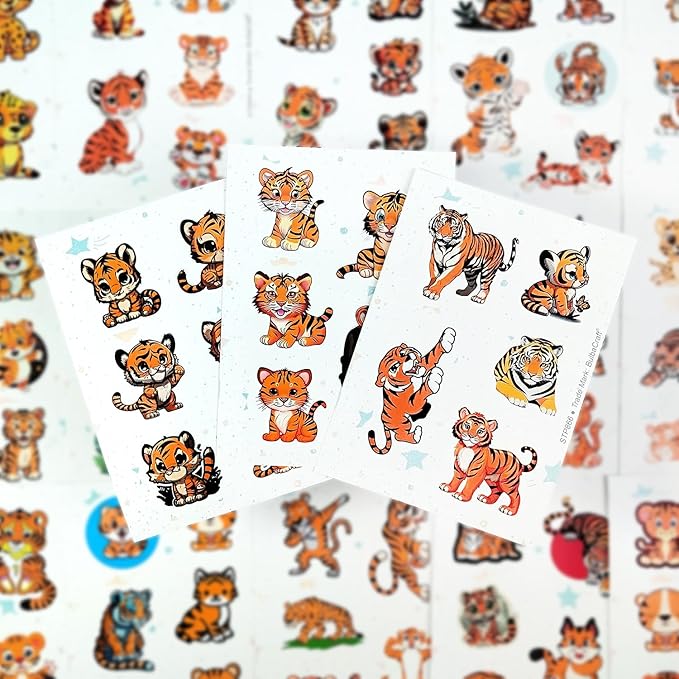 BulbaCraft 100Pcs Tiger Stickers, Tiger Gifts for Girls and Boys, Gifts for Women & Men