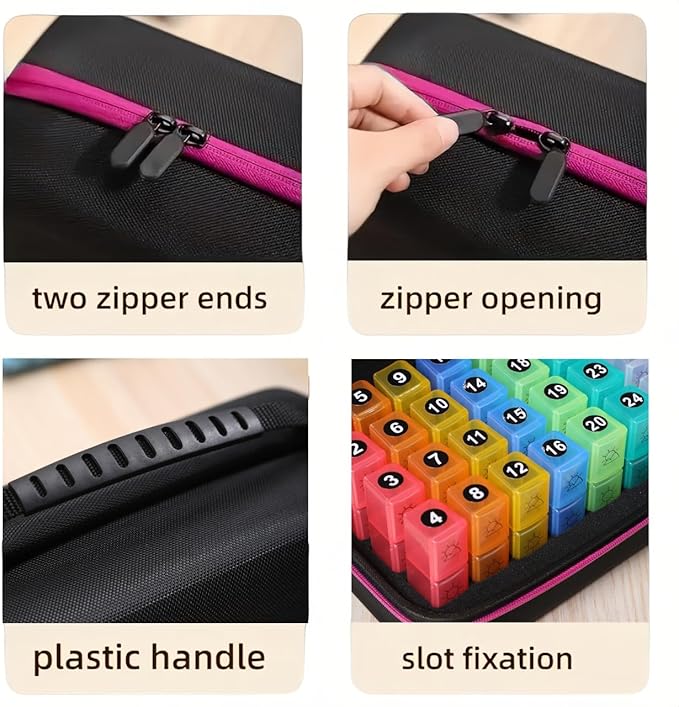 31-Day Monthly Pill Organizer with 3 Daily Compartments, Travel Medication Box with Pill Cutter, AM PM Storage Case (Pink)