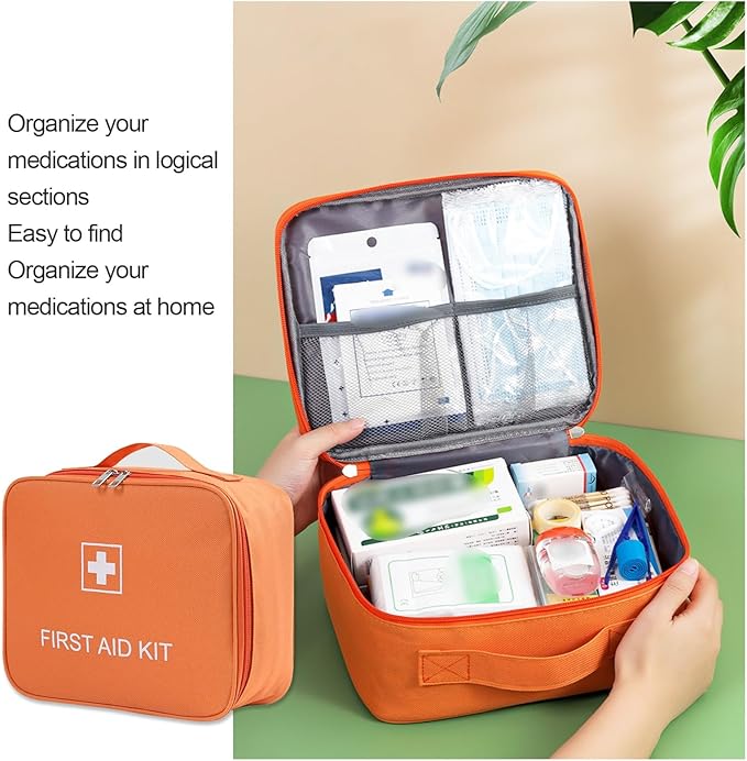 Portable Home Travel Medication Organizer Kit, Medical First Aid Kit, Large Capacity Empty Healthcare Pill Box Medication Organizer For Emergency, Home, Travel(Green,9.4x3.9x7.9in)
