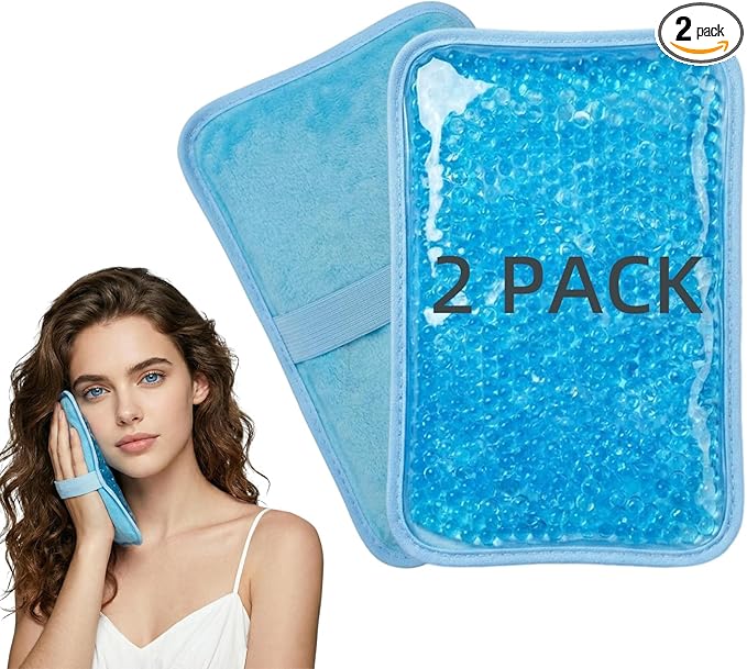 2 Pack Ice Pack with Strap – Flexible Gel Pack for Targeted Hot & Cold Therapy, Gel Bead Ice Pack for Knee Shoulder Back or Wisdom Tooth Support, Ice Packs for Injuries Portable Compress