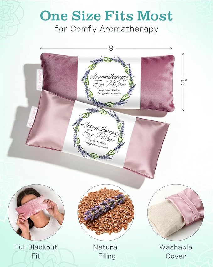 Weighted Eye Mask for Sleep, Yoga, Meditation, Lavender Eye Pillow Heated for Headache, Sinus, Dry Eyes Relief, Moist Heat Mask Purple Relaxation Gifts for Women (Pinkx2)