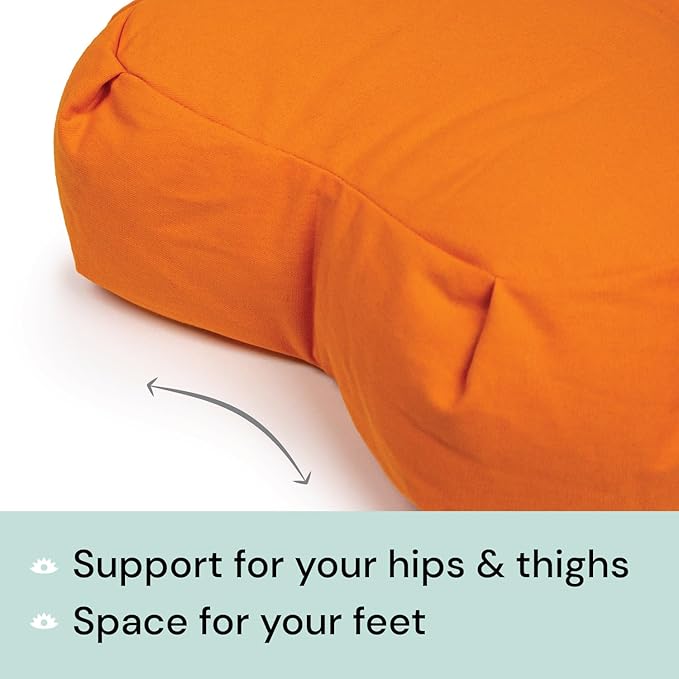 Meditation Cushion (Black) Crescent, Buckwheat Husk Filled, Floor Pillow or Cushions, Yoga Seat, Zafu, Made in The USA