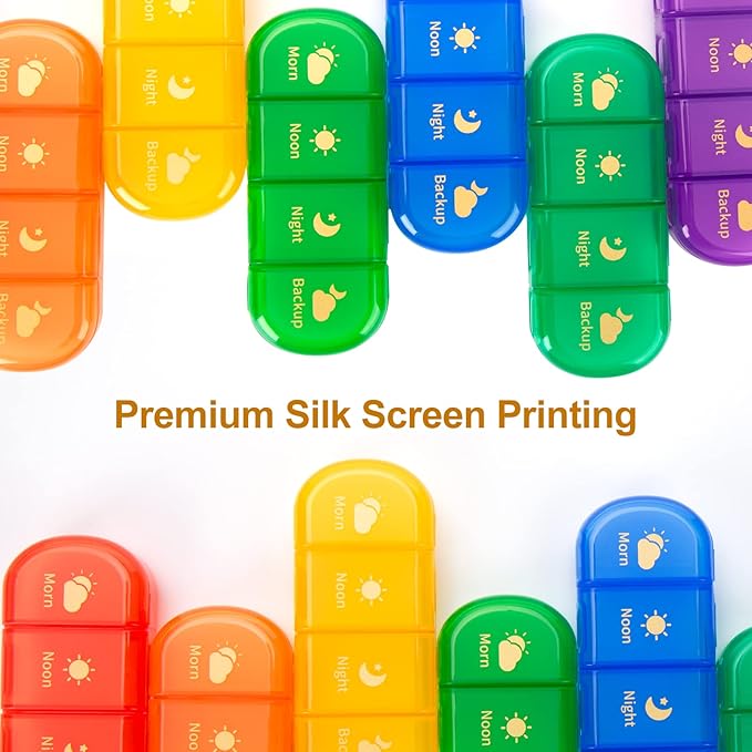 MURRI&MURRDI Pill Organizer 4 Times a Day, Daily Pill Box Large Weekly Medicine Case 7 Day Pill Dispenser Holder for Pills, Vitamins, Fish Oils, Medications, Supplements (28 Cells, Multicolored)