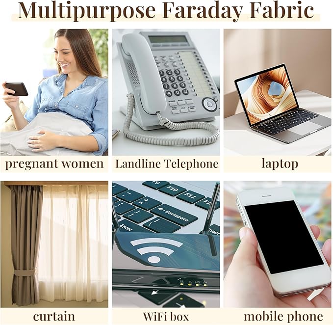 Tegeme Faraday Fabric 59" x 118" with 236" L Tape Measure, Military Grade Rf Shielding Cloth for Blocking RFID, EMP, Emf, 5g, Wi-Fi GPS Signals, EMI Radiation Protection for Privacy and Security