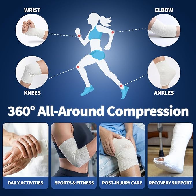 FRESINIDER Size G Elastic Tubular Support Bandage (4.5" x 11 Yards) – Maximum Coverage Light to Moderate Compression Roll for Thigh & Large Knee, Breathable Stockinette