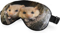 Brown Rat Dormouse Sleep Eye Mask Eye Cover Cute Animal Tree Nest Silk Eye Mask for Sleeping with Adjustable Strap for Travel Nap Shift Work Office