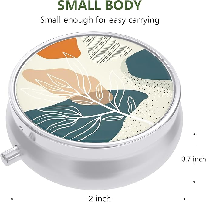 Nipichsha Pill Box, Small Pill Case for Purse & Pocket, Cute Travel Medicine Organizer, Portable Medicine Container Holder to Hold Vitamins, Medication, Fish Oil & Supplement, Desert Leaf