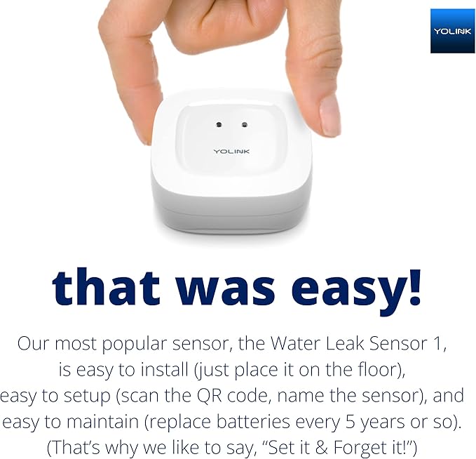 YoLink Water Leak Detector, 1/4 Mile World's Longest Range, Wireless Smart Water Leak Sensor, Alexa, IFTTT, Hub Required