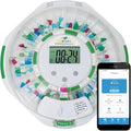EziMedPil Bluetooth Pill Dispenser w/Audio & Visual Alerts, SmartLife Setup, up to 9 Alarms/Daily, 9 Dosage Templates, LCD Display, Lock Medication Dispenser w/Key for Prescriptions & Vitamins, Clear