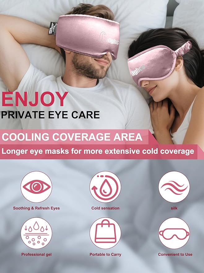 2 Packs Cooling Eye Mask and Neck Ice Pack Wrap,Hot Cold Compress Ice Pack for Neck,Cold Gel Cooling Mask for Sleep,Reusable Ice Eye Mask Cold Compress for Puffy Eyes,Pink