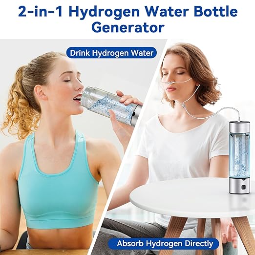 2025 Upgrade Hydrogen Water Bottle Generator, 2 in 1 Hydroh Hydrogen Water Bottle with SPE/PEM Technology, 460ml Portable Rechargeable Ionizer Machine for Home, Office, Travel and Fitness