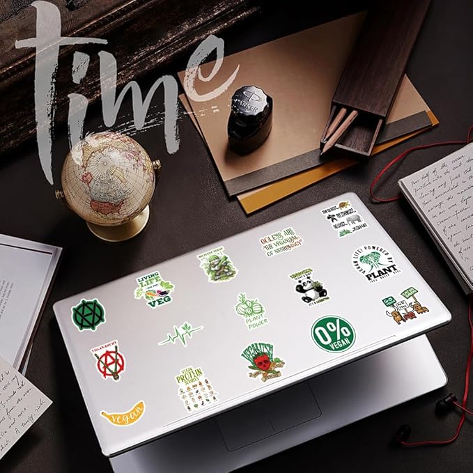 106Pcs Vegan Stickers, Waterproof Vinyl, Vegan Lifestyle and Food Stickers(Vegetarian), Suitable for Water Bottles, laptops, Mobile Phones, Diaries, Skateboards, scrapbooks, Bumper Stickers