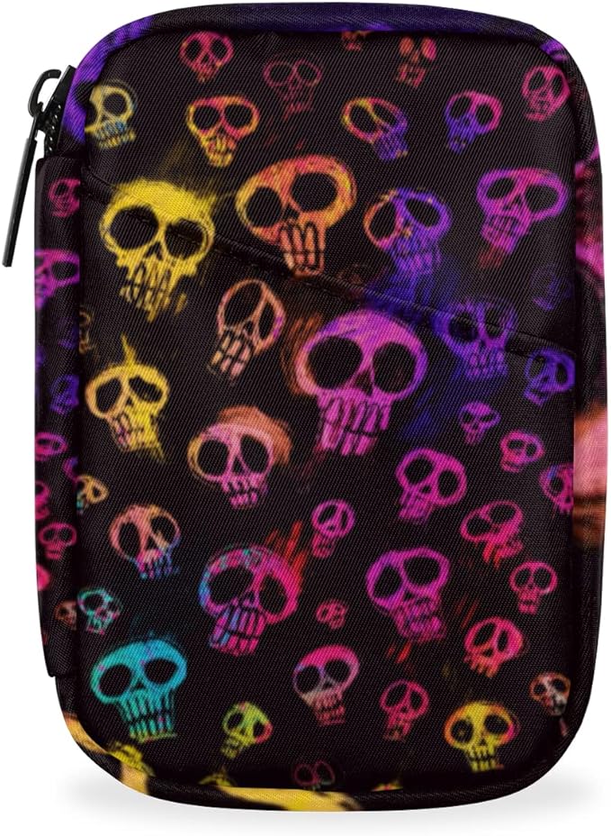 Skulls Halloween Pill Case Weekly Medicine Organizer with Travel Bag Seven-Day Pill Box Vitamin Supplement Box Fish Oil Pills Holder