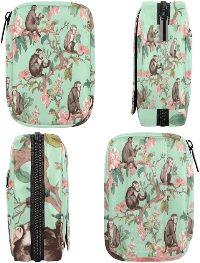 Cool Cartoon Cute Monkey Travel Pill Organizer Bag Portable Weekly Pill Box Travel Medicine Organizer 7 Day Pill Case with Zipper for Daily Travel Family Business