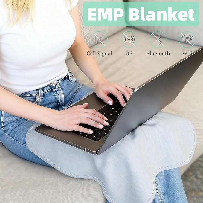 Faraday Blanket for Protection While Using Your Laptop and Phone, Cotton with Faraday Diamond Lattice Fabric Mat Grey 21" x 18"
