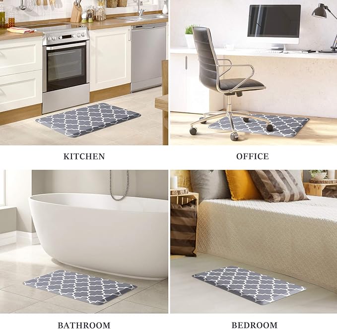 WISELIFE Kitchen Mat and Rugs Cushioned Anti-Fatigue,17.3"x 28",Non Slip Waterproof Ergonomic Comfort Mat for Kitchen, Floor Home, Office, Sink, Laundry, Grey