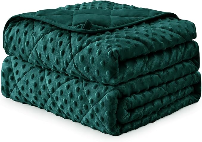 Green Weighted Blanket Kids 7lbs, 40"x60", Breathable Cooling Minky Heavy Throw Blanket for 60-90lbs, Soft Winter Thick Big Blankets Weighted Comforter Gift for Sleeping