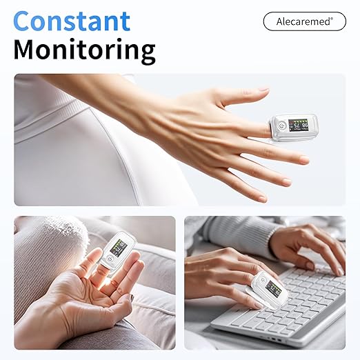 YM504 Pulse Oximeter, 4 Color TFT-OLED 20 × Memory Oxygen Monitor Fingertip, Blood Oxygen Saturation Monitor with Alarm, Batteries and Lanyard (White)